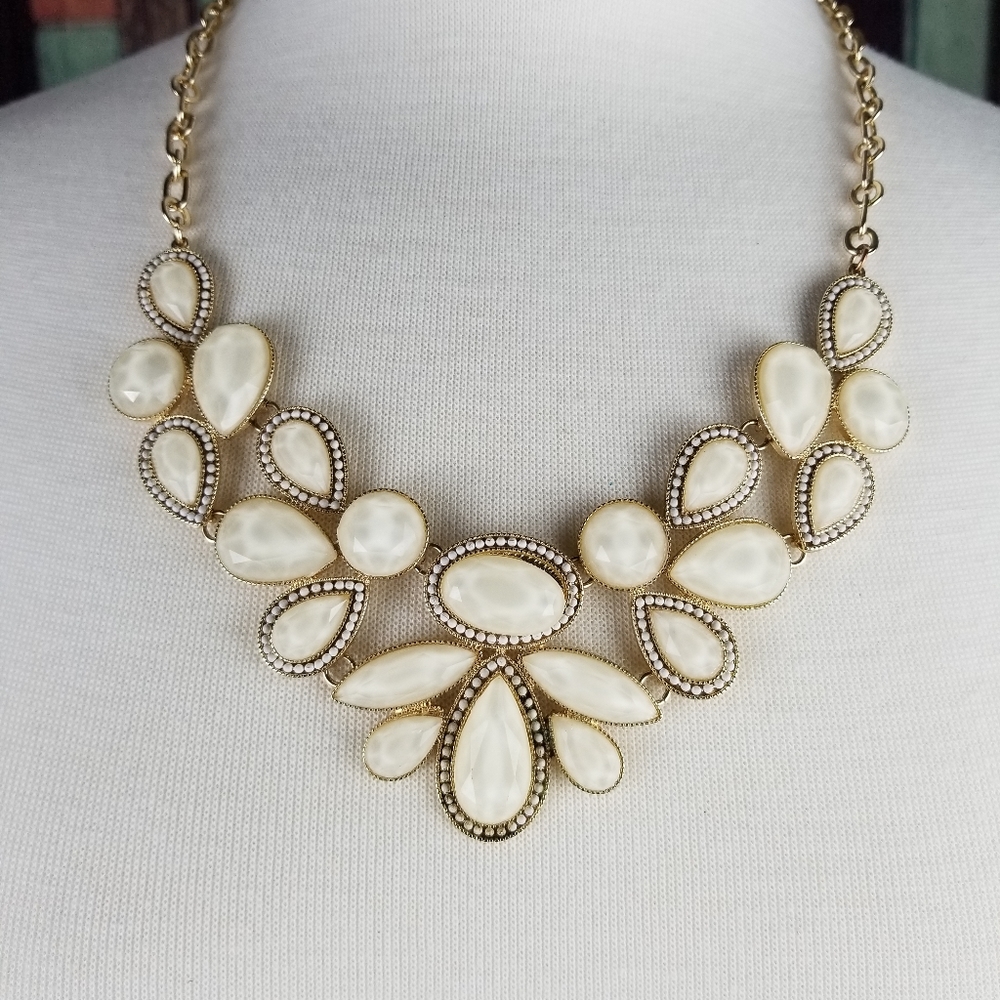 White and Gold Statement Necklace